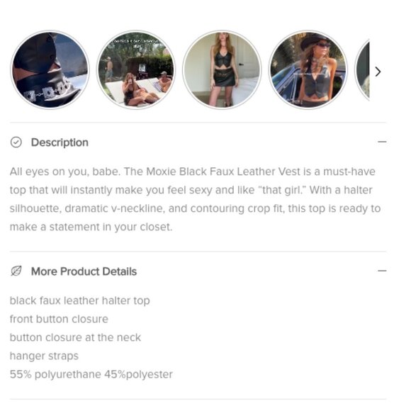 12th Tribe | Moxie Black Faux Leather Vest - Button Up - Medium - worn once - Picture 4 of 4